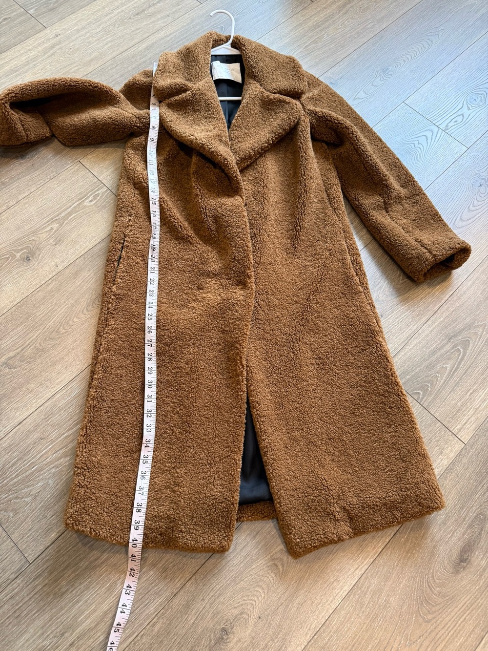 Zara Brown Teddy Faux-Shearling Mid-Length Coat Size Medium - Picture 12 of 13